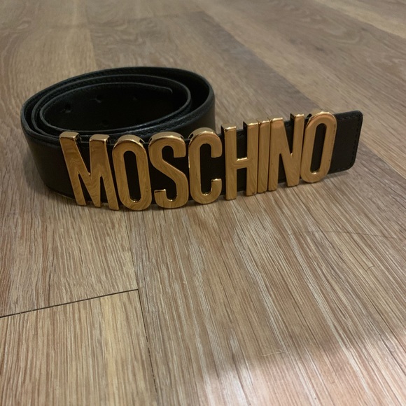 Moschino Accessories - Moschino leather belt with Gold logo